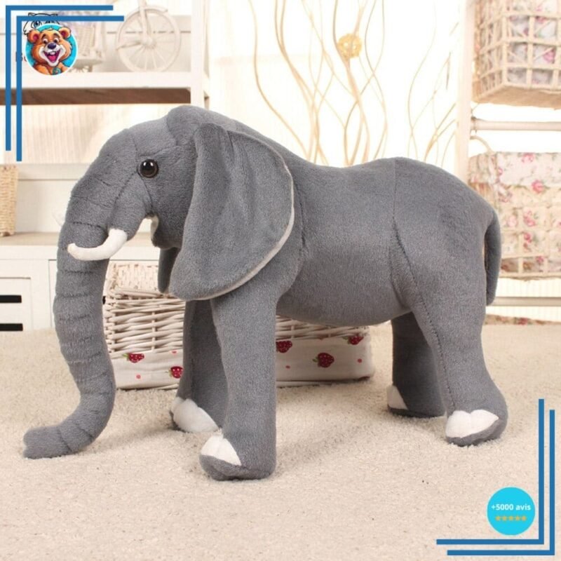 Peluche éléphant réaliste pour enfant