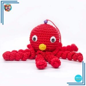 Peluche poulpe rouge douce tressée pour enfant