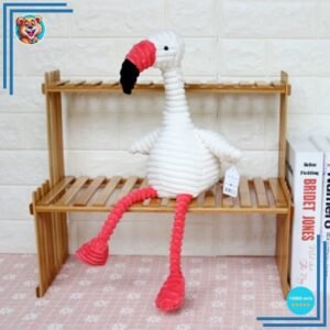 Peluche flamant rose coton côtelé blanc