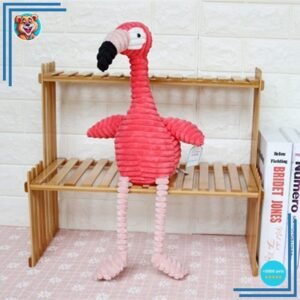 Peluche flamant rose coton côtelé