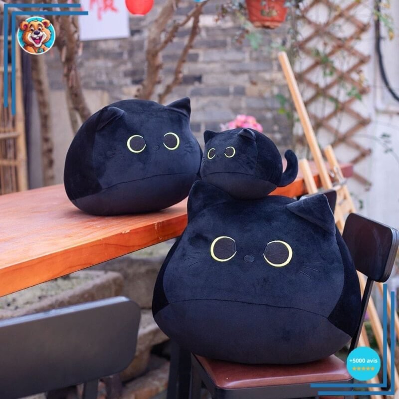 Peluche chaton noir aux grands yeux – Image 4