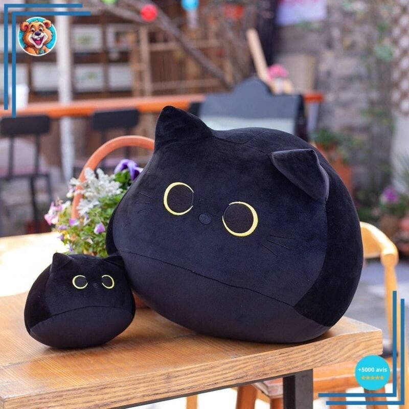 Peluche chaton noir aux grands yeux – Image 3