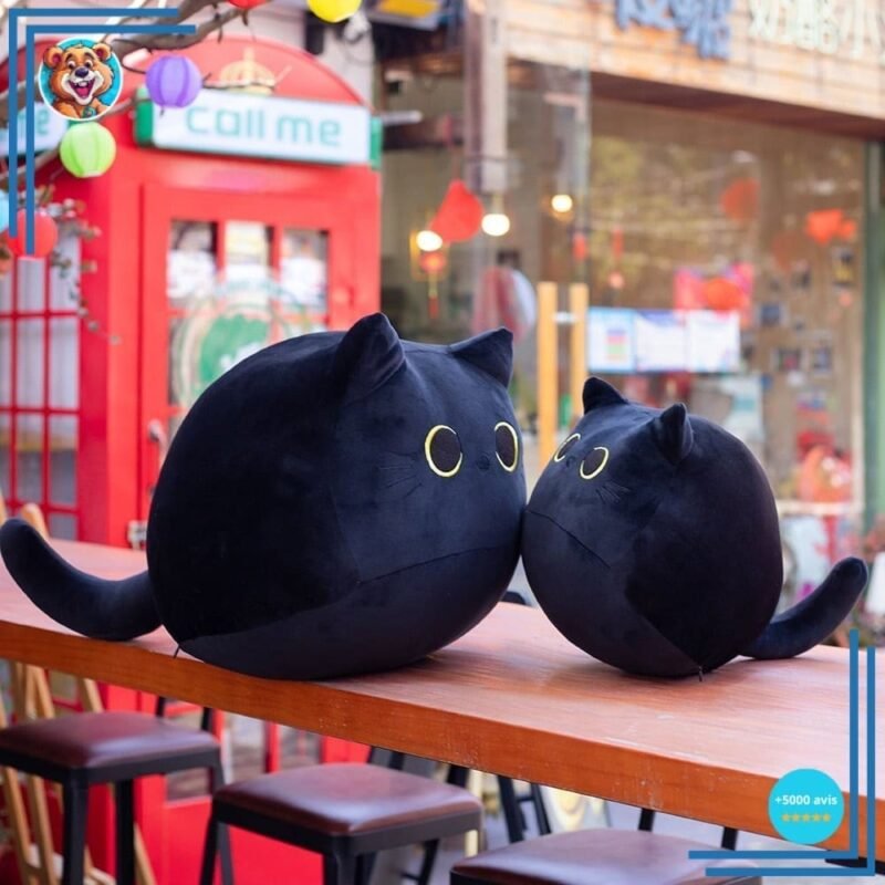 Peluche chaton noir aux grands yeux – Image 2