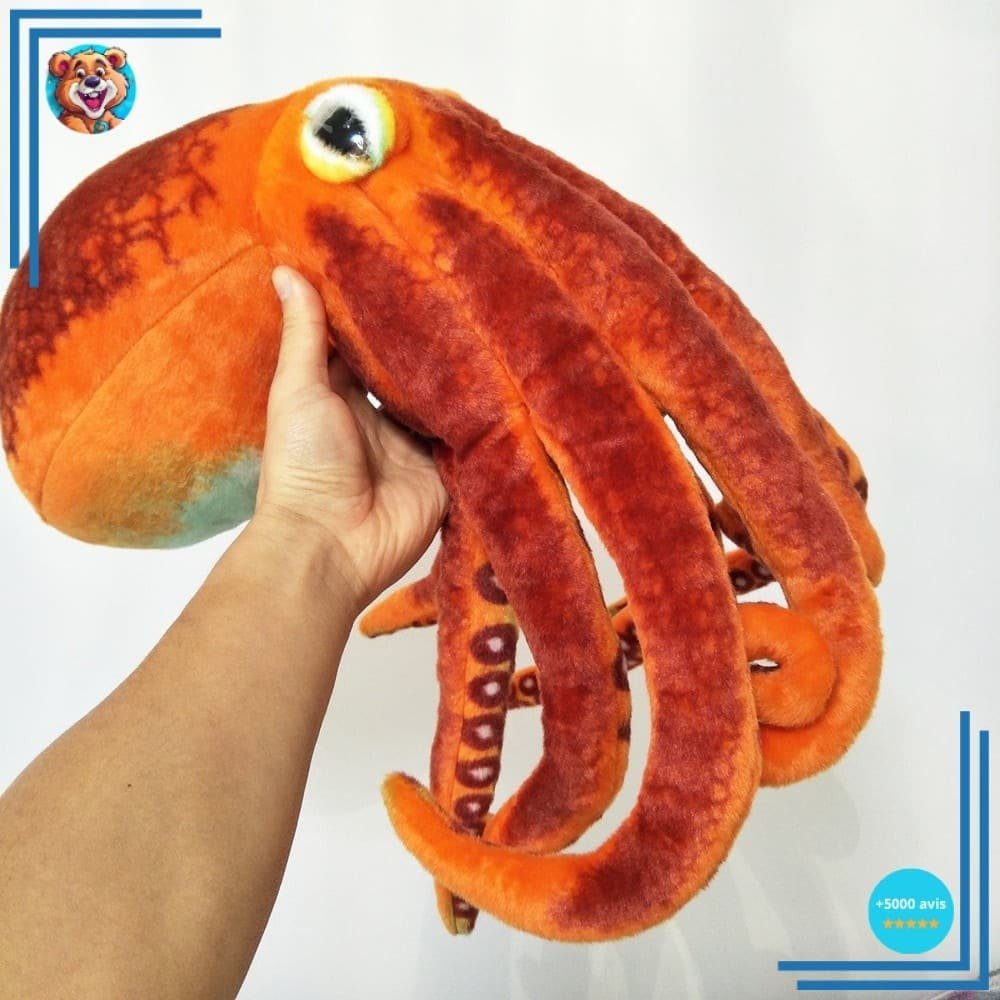 Peluche pieuvre réaliste orange – Image 5