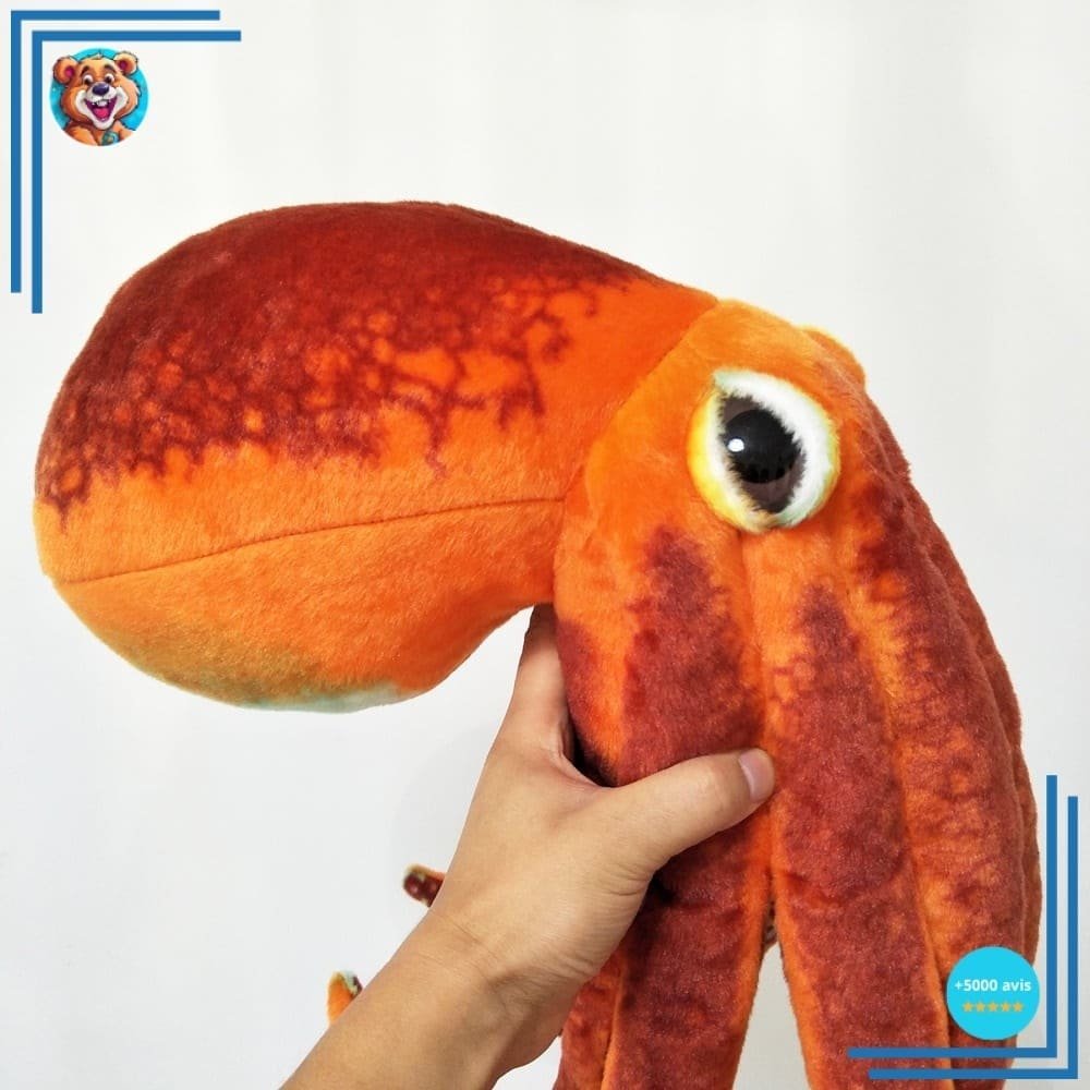 Peluche pieuvre réaliste orange – Image 3