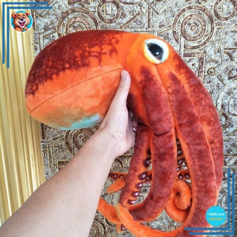 Peluche pieuvre réaliste orange – Image 6