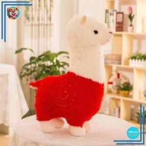 Peluche lama alpaga rouge