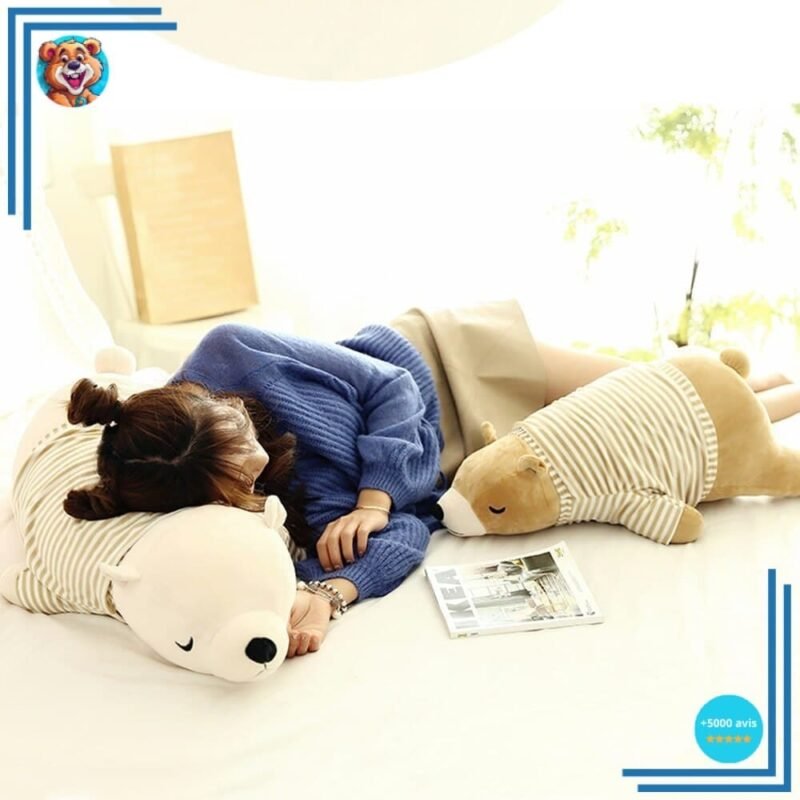 Peluche ours blanc habillé qui dort – Image 3