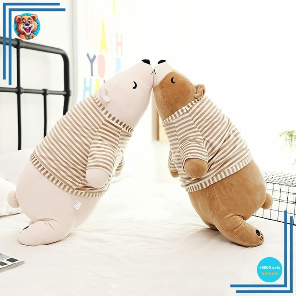 Peluche ours blanc habillé qui dort – Image 4