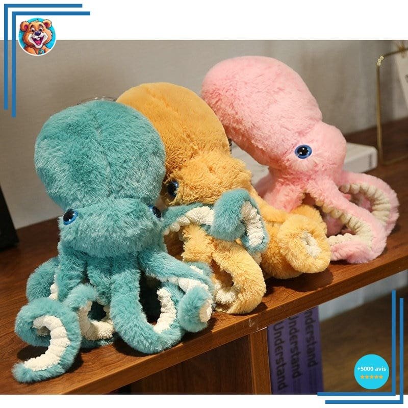 Peluche pieuvre bleue claire trop mignonne – Image 2