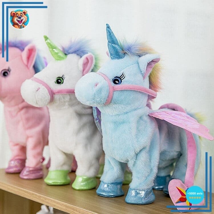 Licorne en peluche musicale électrique pour enfants