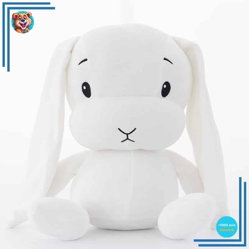 Peluche bébé lapin blanc