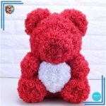 Peluche ours roses rouges