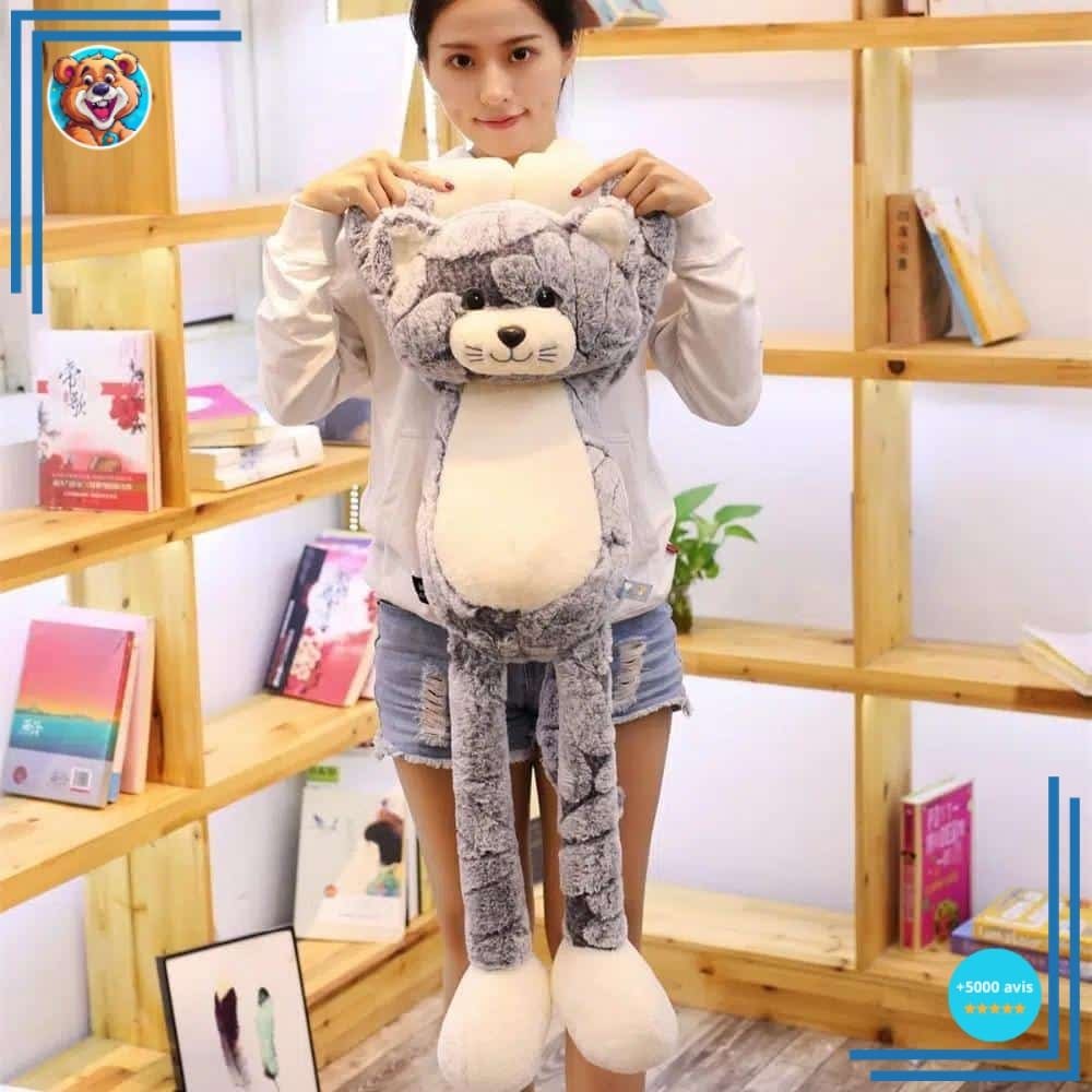 Peluche chat gris aux longues jambes – Image 3