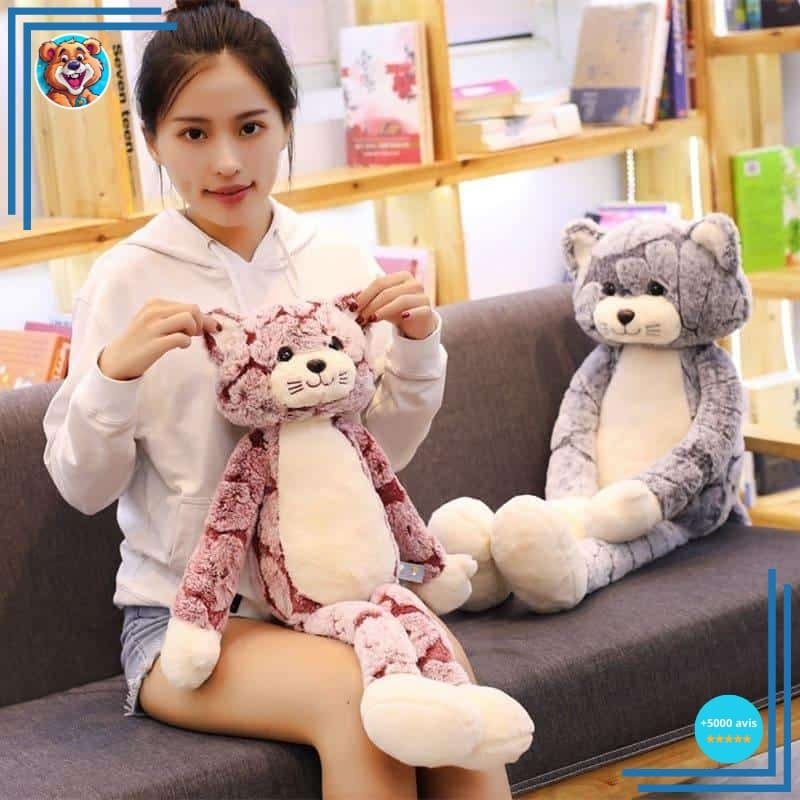 Peluche chat gris aux longues jambes – Image 2