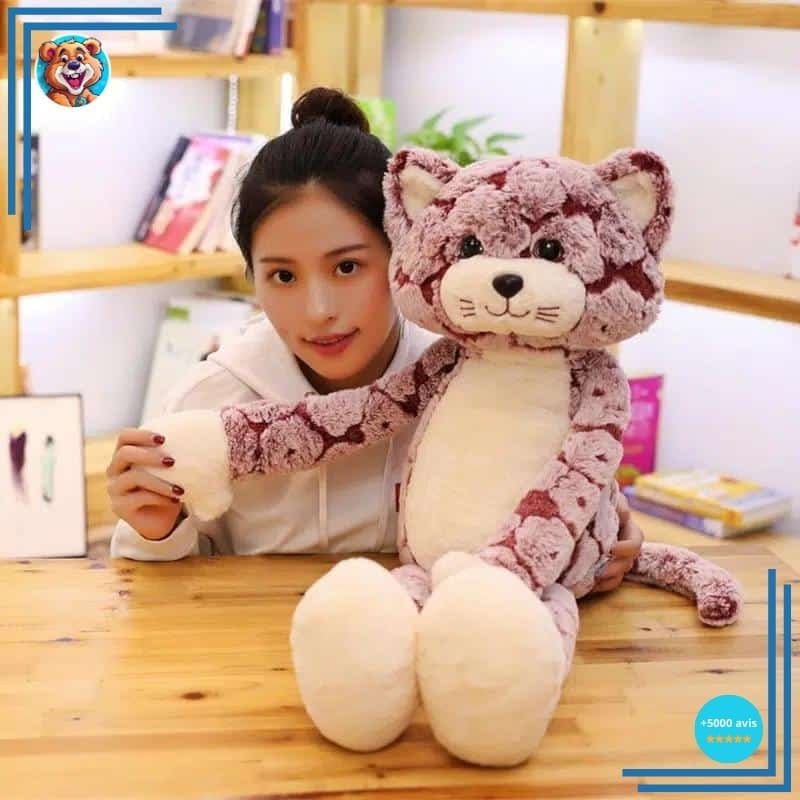 Peluche chat rose aux longues jambes – Image 2