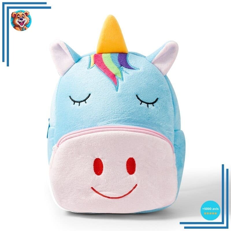 Sac à dos en peluche licorne bleue