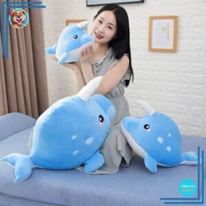 Peluche baleine licorne bleu ciel