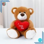 Peluche ours brun amour