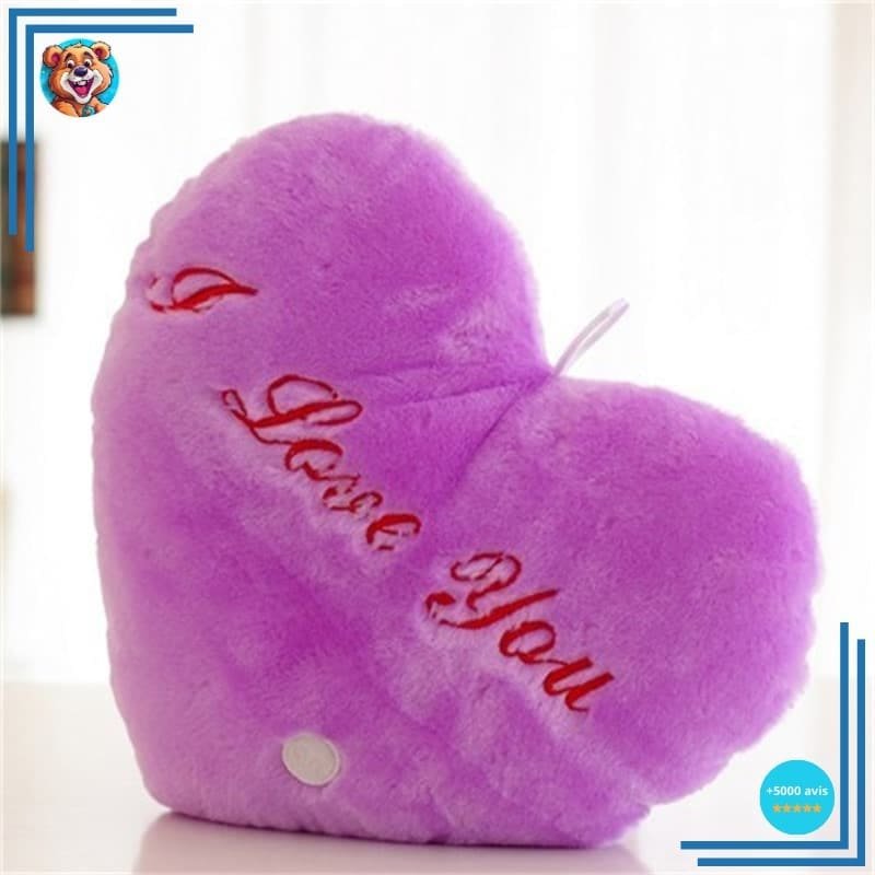 Peluche oreiller violet I Love You