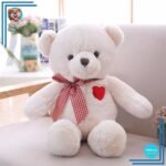 Peluche ours blanc cœur
