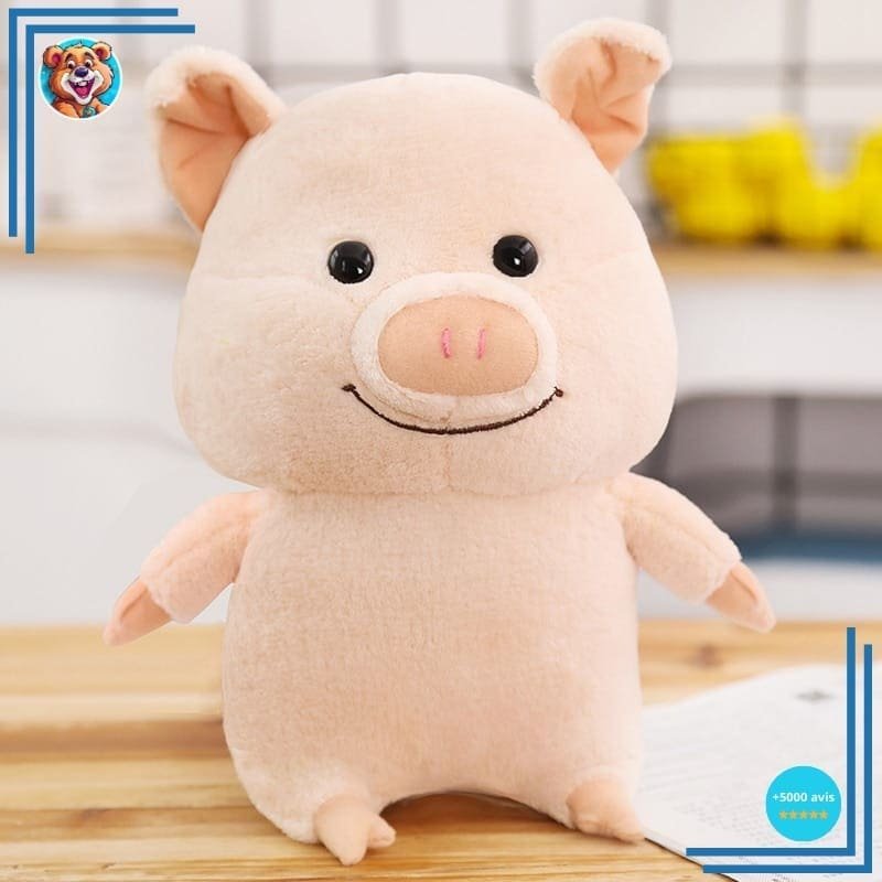 Peluche cochon heureux