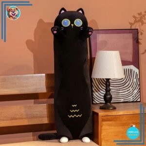 Peluche de chat noir Long coussin de câlin