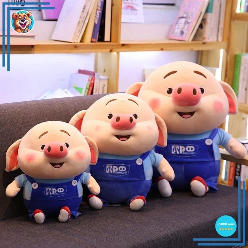 Peluche cochon habillé tenue bricoleur – Image 2