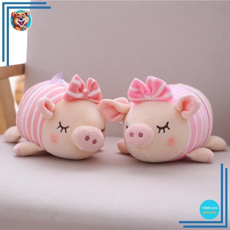 Peluche cochon avec petit nœud rose – Image 2