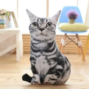 Peluche chat tigré noir tout mignon