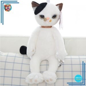 Peluche chat blanc mécontent assis