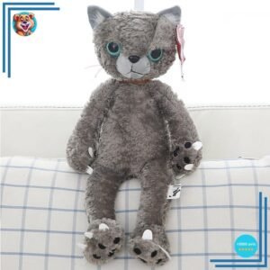 Peluche chat beige mécontent assis