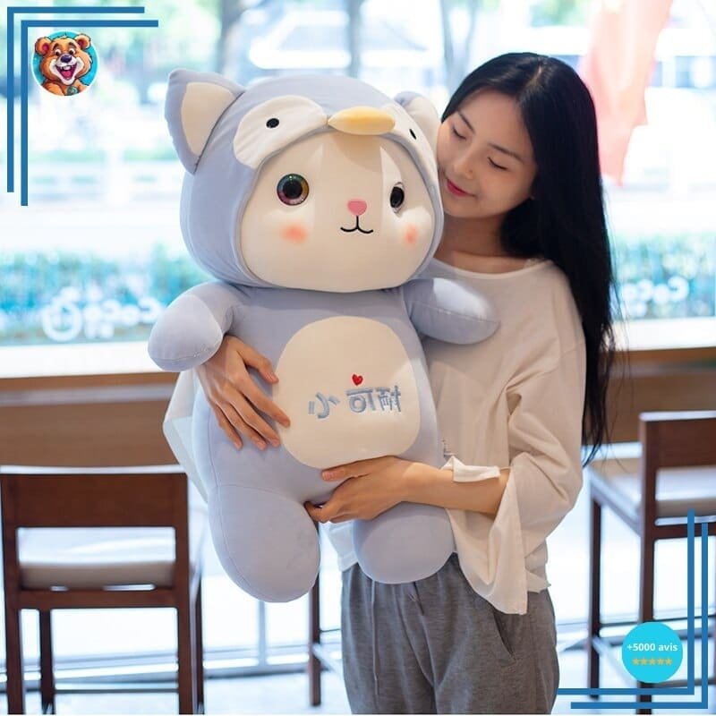 Peluche chat déguisé en pingouin