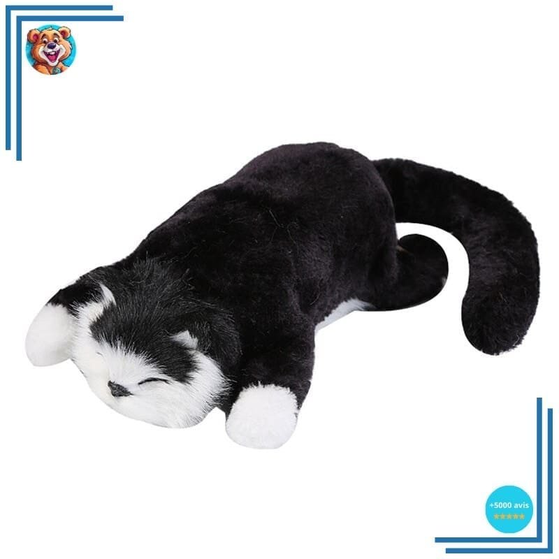 Peluche chat noir endormi