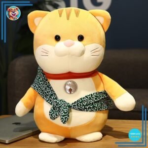 Peluche chat avec écharpe tout mignon