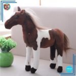 Peluche cheval marron blanc mignon