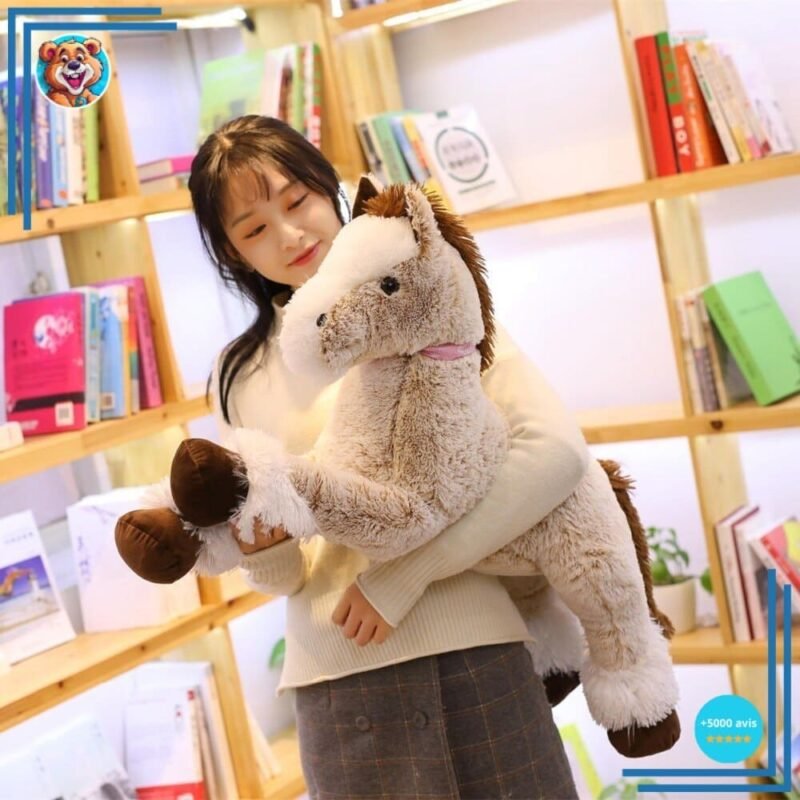 Peluche cheval beige couché – Image 6