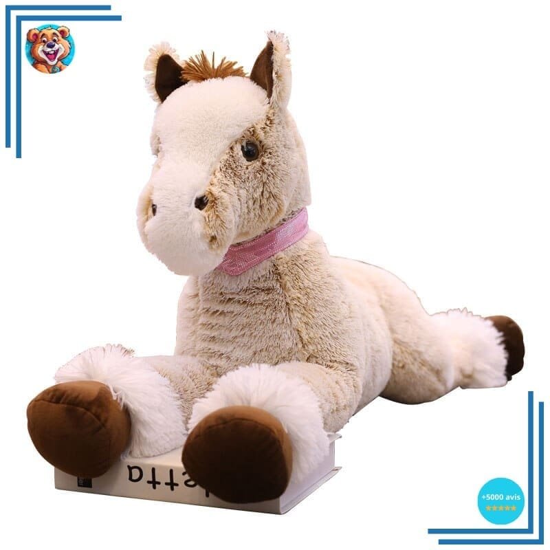 Peluche cheval beige couché – Image 2