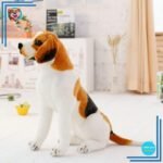 Peluche chien géant assis tricolore
