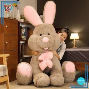 Peluche lapin marron géant