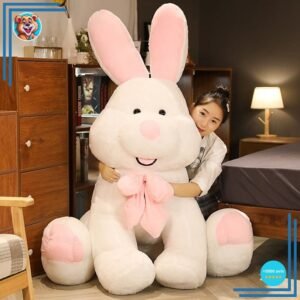 Peluche lapin blanc géant assis