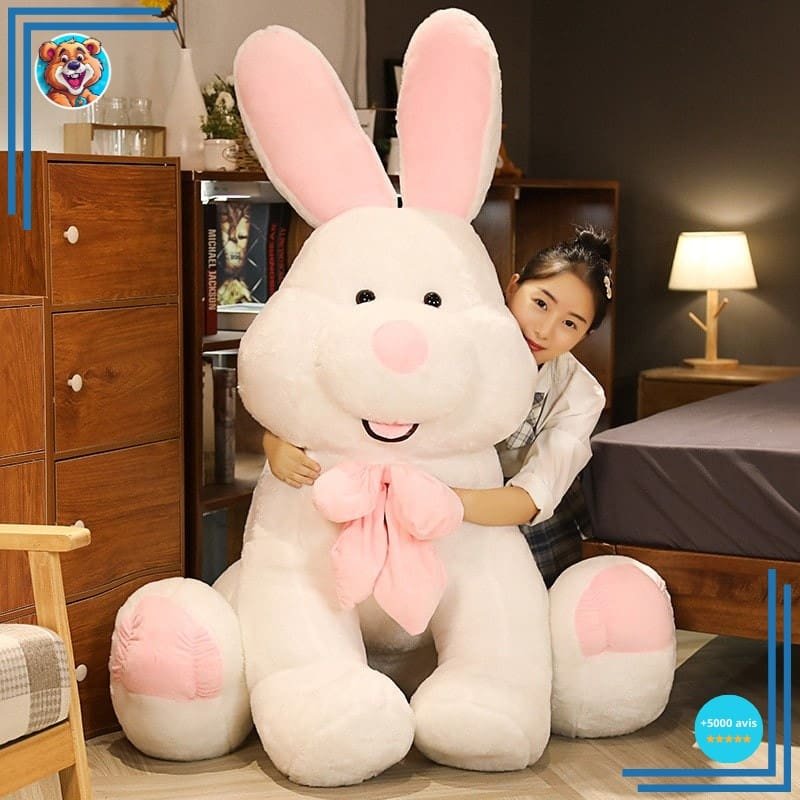 Peluche lapin blanc géant assis