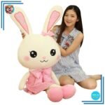 Peluche lapin géant avec robe rose