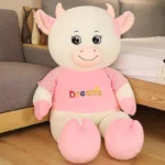 Peluche vache géante tenue rose