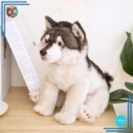Peluche loup gris et blanc mignon