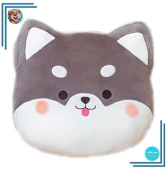 Oreiller en peluche tête de chat pour enfants