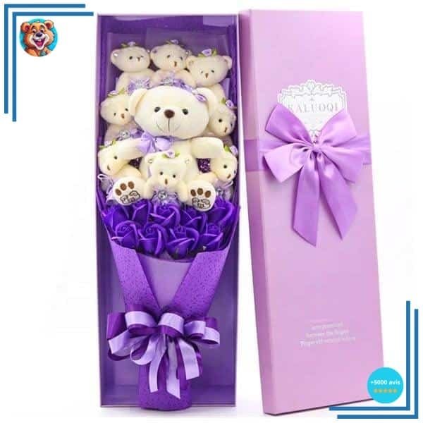 Bouquet de fleurs ours en peluche