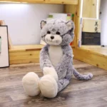 Peluche chat gris aux longues jambes
