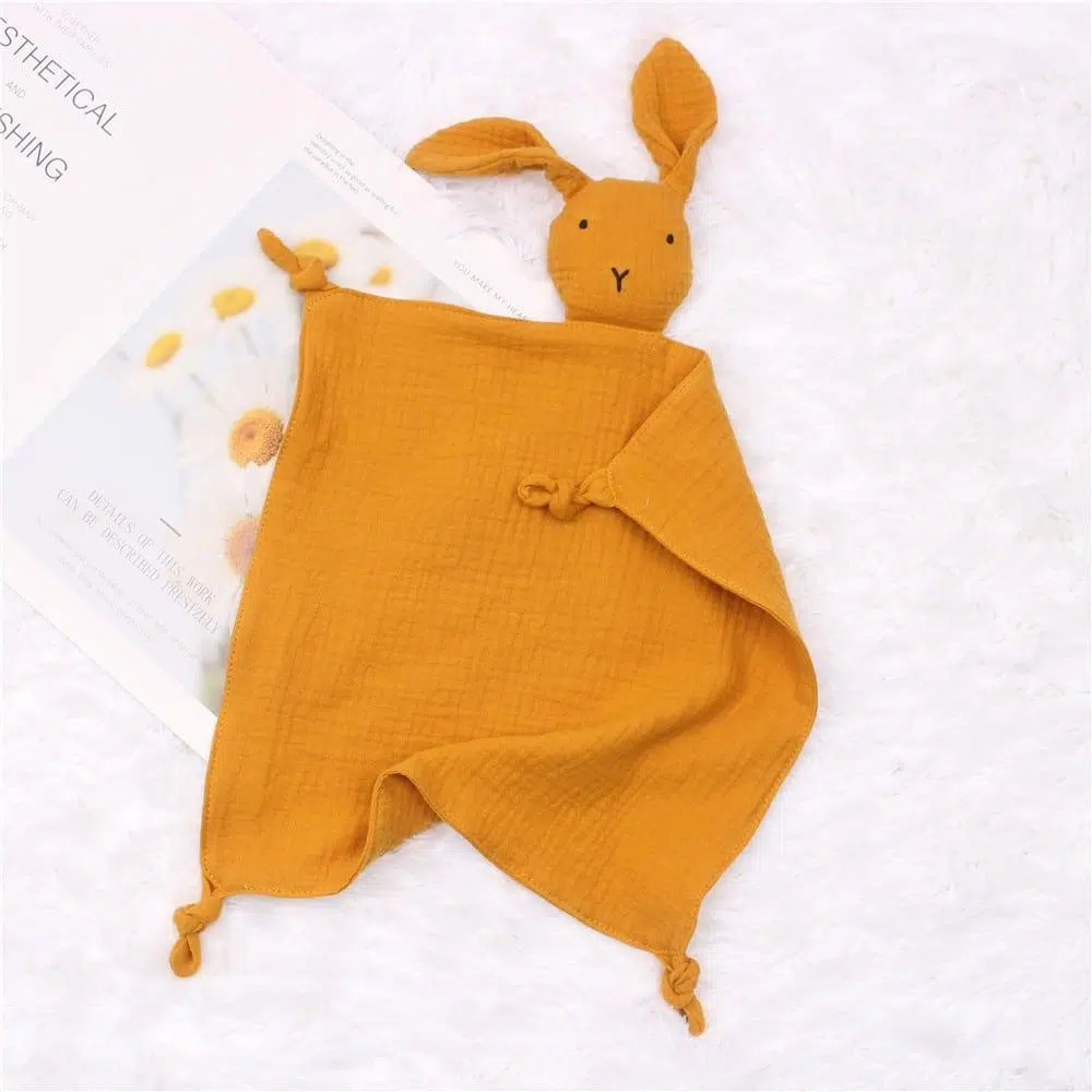Doudou lapin en coton et mousseline pour bébé – Image 5