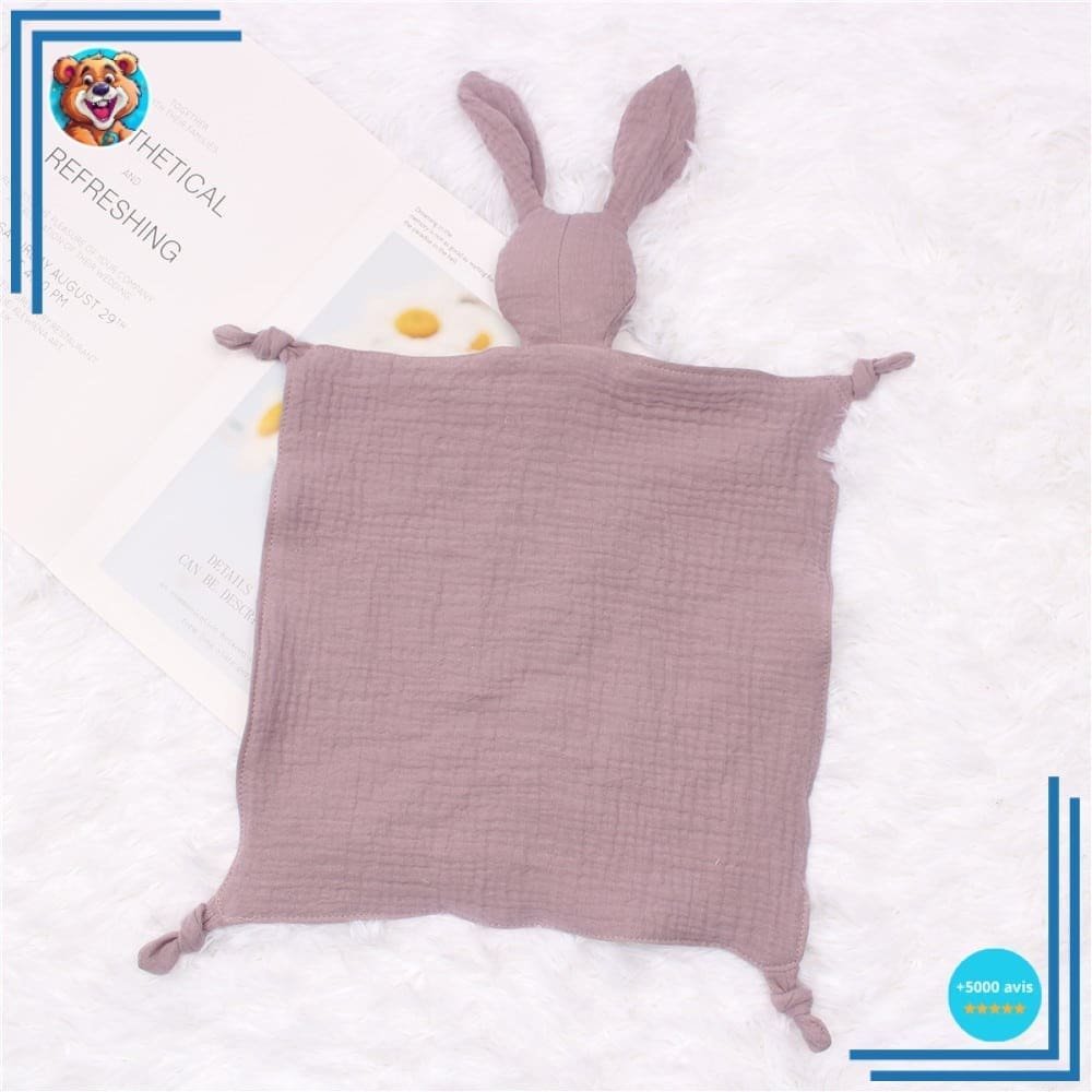 Doudou lapin en coton et mousseline pour bébé – Image 7